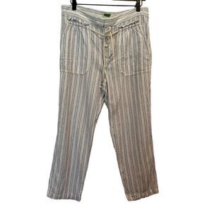 Anthropologie Linen Blend Cropped Beachy Nautical Pants Size MP